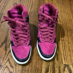 Nike wedge sneaker fuchsia/purple. Worn once. No box. Size 6